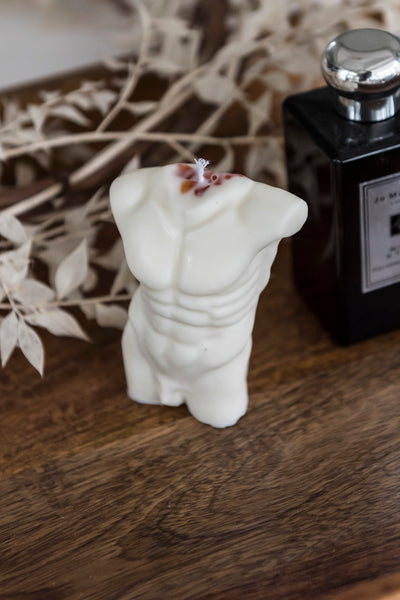 Male Body Bust Candle infused with Crystals
