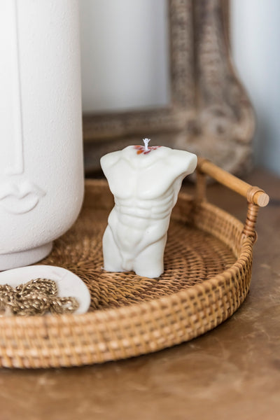 Male Body Bust Candle infused with Crystals