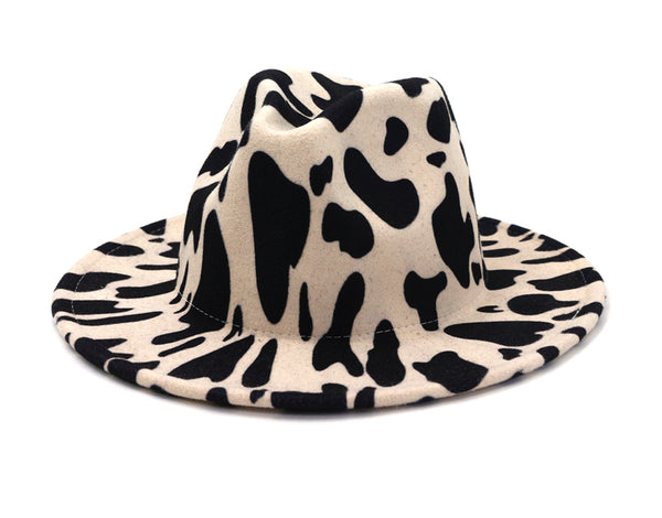 Cow Print Fedora Hat