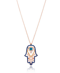 Intricate Lucky Hand and Evil Eye Necklace