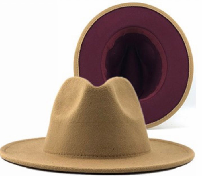 Camel / Plum Fedora Hat