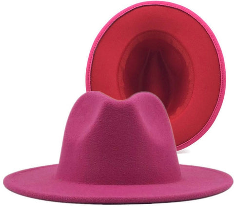 Pink / Red Two-Tone Fedora Hat