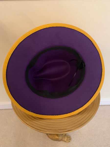 Mustard / Purple Two-Tone Fedora Hat