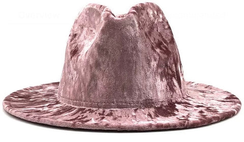 Pink Crushed Velvet Fedora Hat