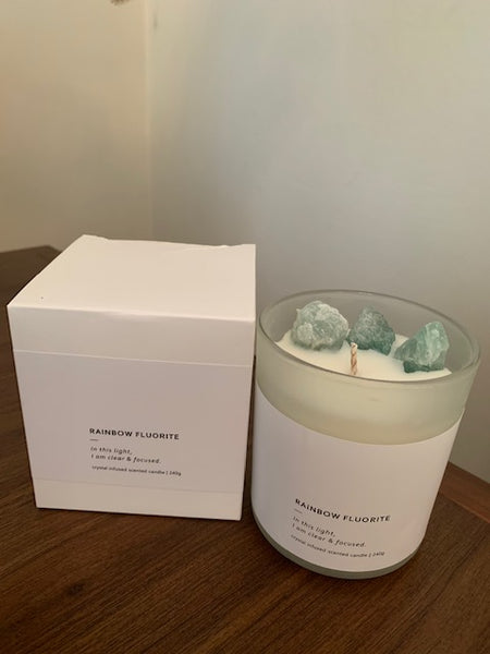 Kyoto Memory Ocean scented, Rainbow Fluorite Infused Candle. (240g)