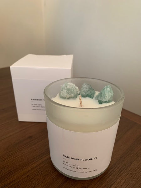 Kyoto Memory Ocean scented, Rainbow Fluorite Infused Candle. (240g)