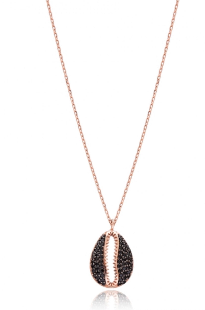 Black Zircon Seashell Necklace