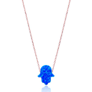 Blue Opal Lucky Hand Necklace