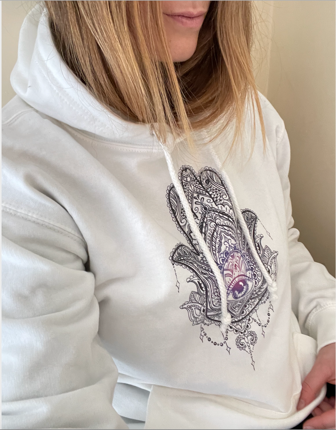 The Lucky Hand Adult Unisex Hoodie (White)