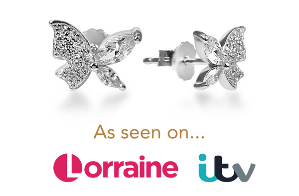 Beautiful Sterling Silver Butterfly Earrings with Zirconia stones.