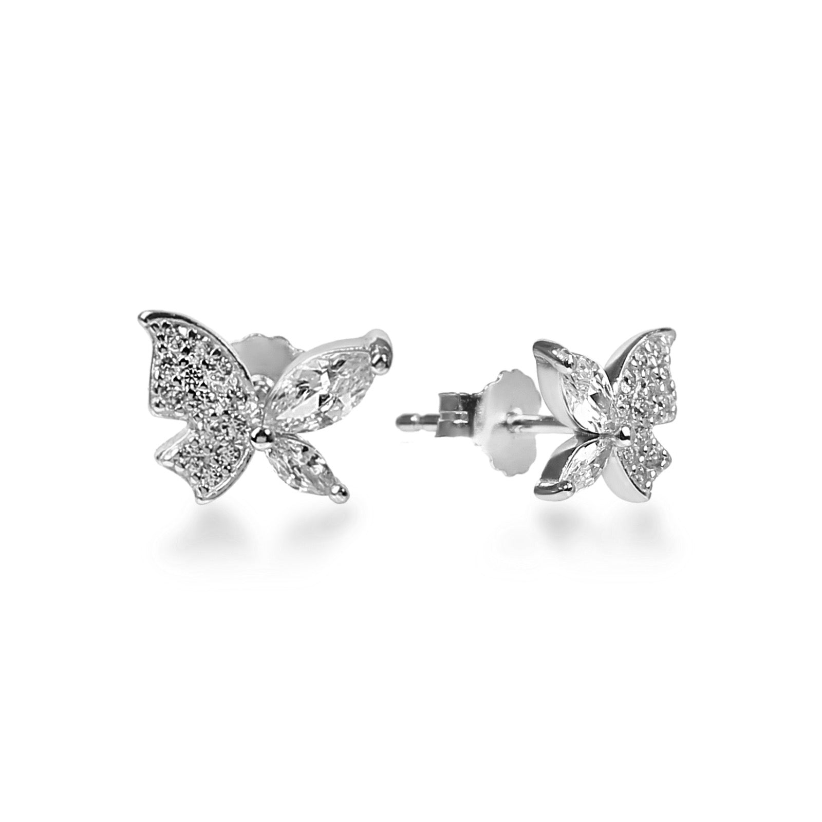 Beautiful Sterling Silver Butterfly Earrings with Zirconia stones.
